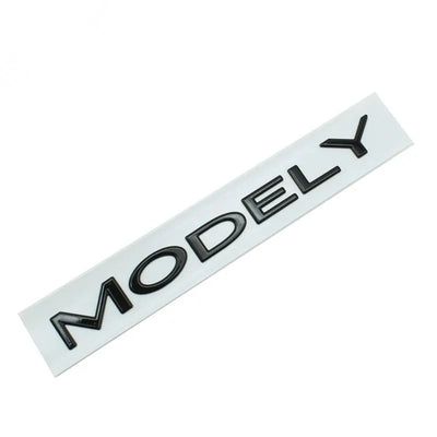 Logo Coffre Tesla Model 3 Y Noir Chrome - vue de dessus - Becquet Voiture