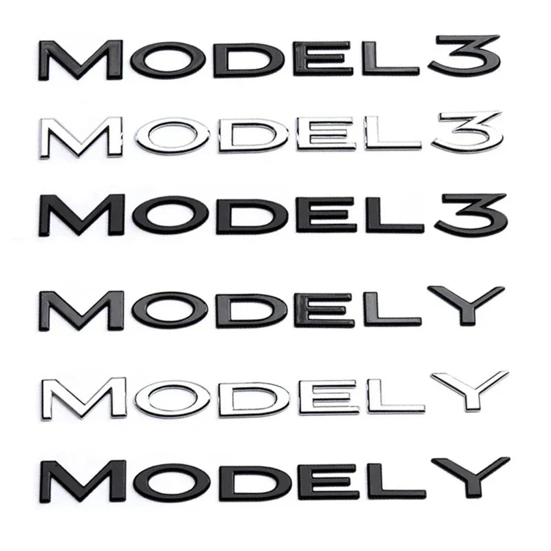 Logo Coffre Tesla Model 3 Y Noir Chrome - vue de face - Becquet Voiture