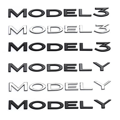 Logo Coffre Tesla Model 3 Y Noir Chrome - vue de face - Becquet Voiture