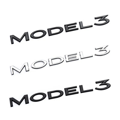 Logo Coffre Tesla Model 3 Y Noir Chrome - vue de profil - Becquet Voiture