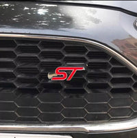 Logo de Calandre Ford ST Rouge Chrome 7,2cm - vue de profil - Becquet Voiture