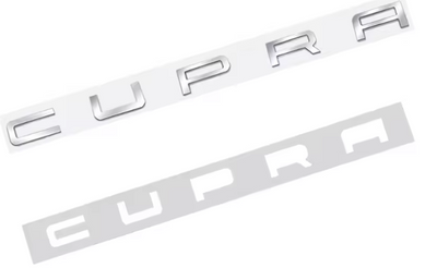 Logo de Coffre Cupra Argent Noir Personnalisation - vue de face - Becquet Voiture