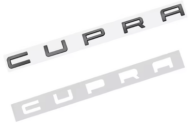Logo de Coffre Cupra Argent Noir Personnalisation - vue de profil - Becquet Voiture