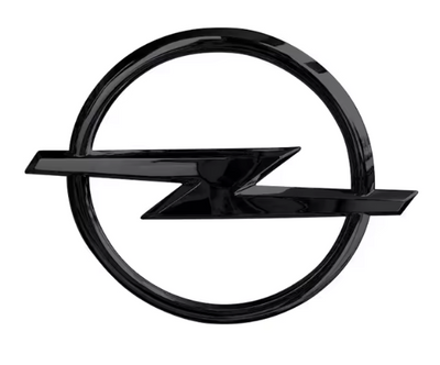 Logo de Coffre Opel ABS 145x115mm Noir Argent - vue de profil - Becquet Voiture