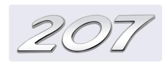 Logo de Coffre Peugeot 207 Noir Argent - vue de profil - Becquet Voiture