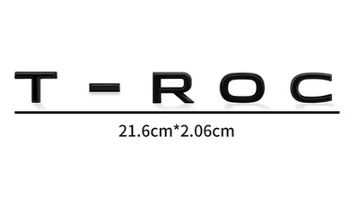 Logo de coffre T-ROC Noir Brillant Chrome - vue de face - Becquet Voiture
