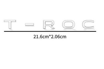 Logo de coffre T-ROC Noir Brillant Chrome - vue de profil - Becquet Voiture