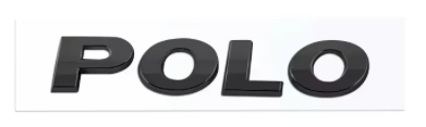 Logo de Coffre Volkswagen Polo 130mm ABS Argent Noir - vue de profil - Becquet Voiture