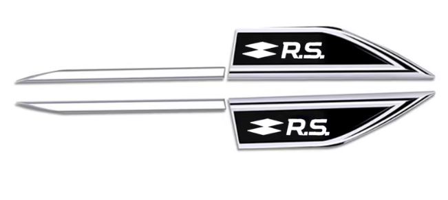 Logo de porte Renault R.S Adhésif 25cm - vue de face - Becquet Voiture