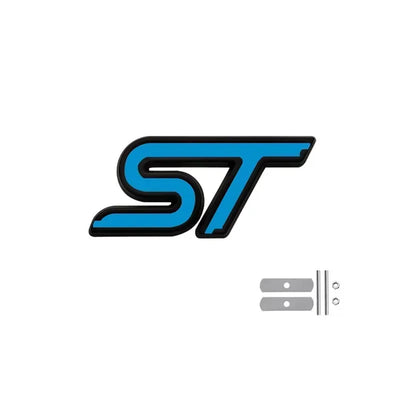Logo Emblème ST Ford Focus Avant Arrière 7.9cm - vue de dessus - Becquet Voiture