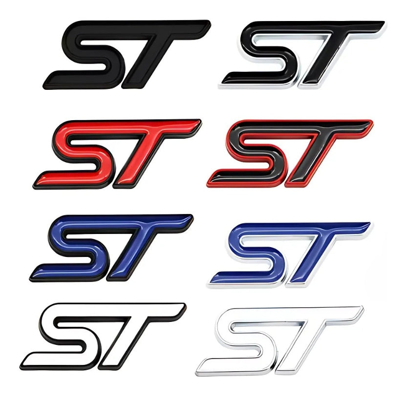 Logo Emblème ST Ford Focus Avant Arrière 7.9cm - vue de face - Becquet Voiture