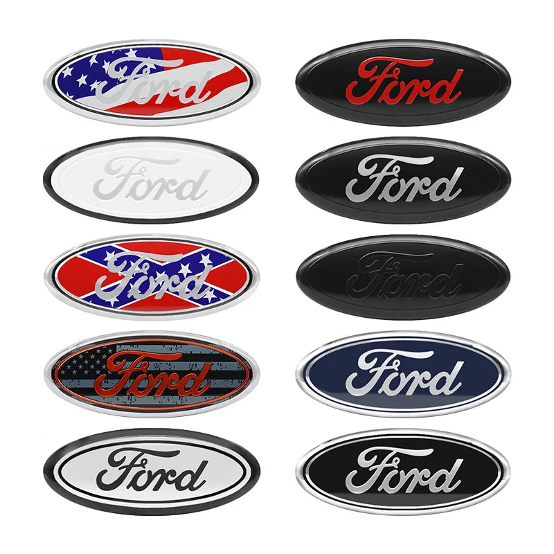 Logo Ford Noir Badge Insigne Calandre 3D - vue de face - Becquet Voiture
