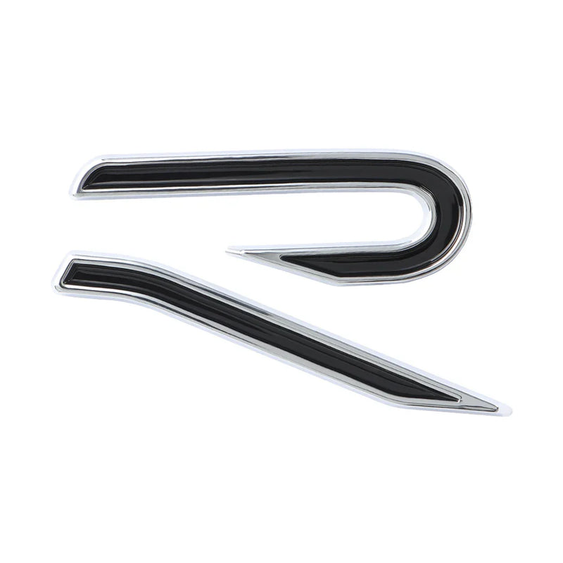 Volkswagen Golf 8 R trunk logo in black, blue, or chrome - studio packshot - Becquet Voiture