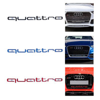 Logo Grille Calandre Quattro Badge Noir Rouge Chrome 42cm - détail du montage - Becquet Voiture