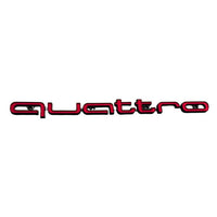 Logo Grille Calandre Quattro Badge Noir Rouge Chrome 42cm - en situation - Becquet Voiture