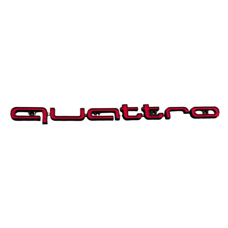Logo Grille Calandre Quattro Badge Noir Rouge Chrome 42cm - en situation - Becquet Voiture