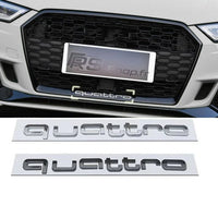 Logo Grille Calandre Quattro Badge Noir Rouge Chrome 42cm - installé sur véhicule - Becquet Voiture
