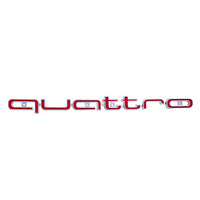 Logo Grille Calandre Quattro Badge Noir Rouge Chrome 42cm - vue de dessus - Becquet Voiture