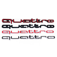 Logo Grille Calandre Quattro Badge Noir Rouge Chrome 42cm - vue de face - Becquet Voiture
