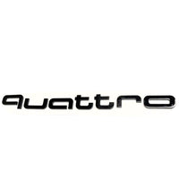 Logo Grille Calandre Quattro Badge Noir Rouge Chrome 42cm - vue de profil 2 - Becquet Voiture