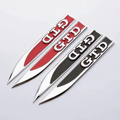 Logo GTD Ailes Avant VW Polo Golf - Noir ou - vue de trois-quarts - Becquet Voiture