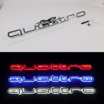 Logo LED Calandre Audi Quattro A3 A4 A6 Q5 Q7 - vue de face - Becquet Voiture