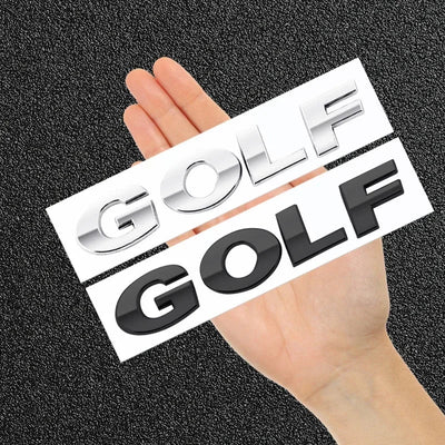 Logo Lettres GOLF VW Noir Chrome - installé sur véhicule - Becquet Voiture