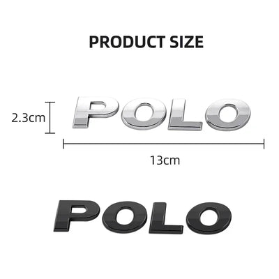 Logo Lettres POLO Arrière VW 13cm - vue de trois-quarts - Becquet Voiture
