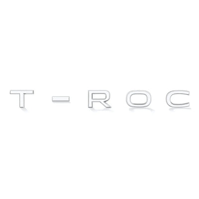 Logo Lettres T-ROC Noir Chrome Volkswagen - vue arrière - Becquet Voiture