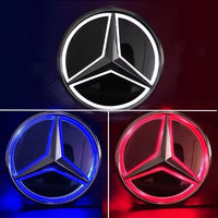 Logo lumineux Mercedes calandre LED - vue de profil - Becquet Voiture