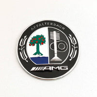 Logo Mercedes AMG Sticker Capot Noir Chrome - vue de face 2 - Becquet Voiture