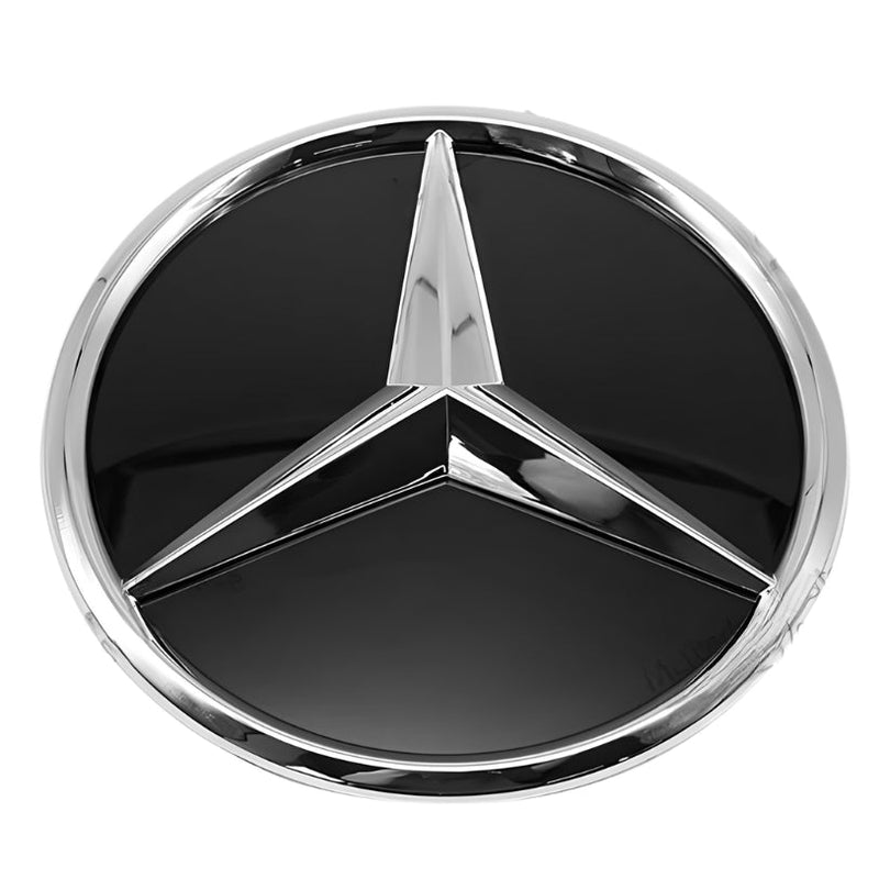 Logo Mercedes Calandre 3D Noir Chrome LED - installé sur véhicule - Becquet Voiture