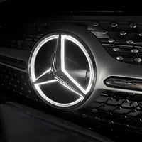 Logo Mercedes Calandre 3D Noir Chrome LED - vue de dessus - Becquet Voiture