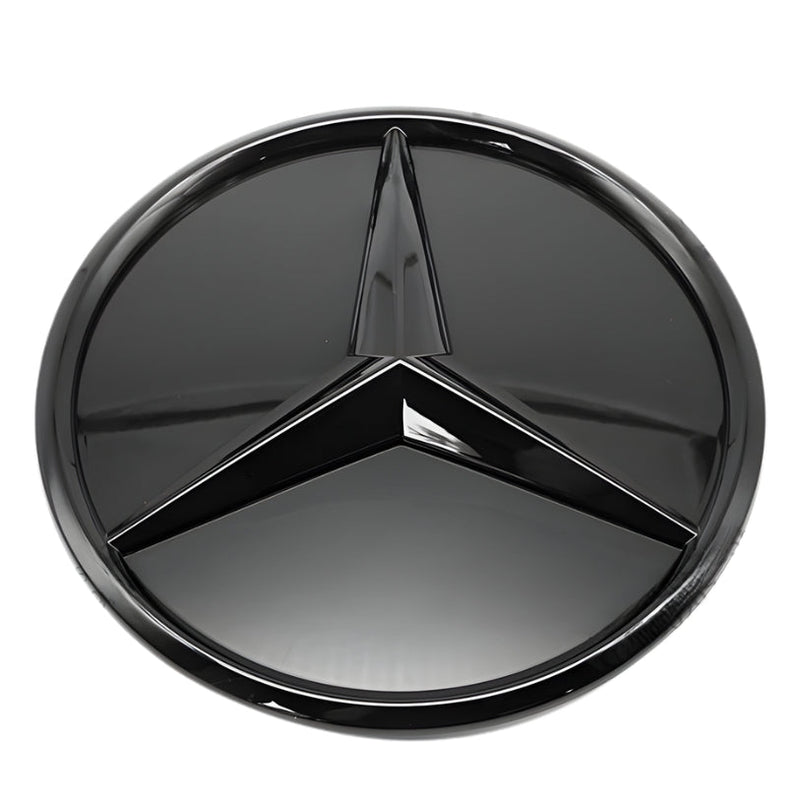 Logo Mercedes Calandre 3D Noir Chrome LED - vue de face - Becquet Voiture