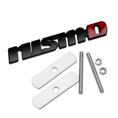 Logo Nismo Badge Nissan Noir Chrome Avant Arrière - vue de face - Becquet Voiture