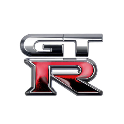 Logo Nissan GTR Arrière Noir Rouge Chrome - vue arrière - Becquet Voiture