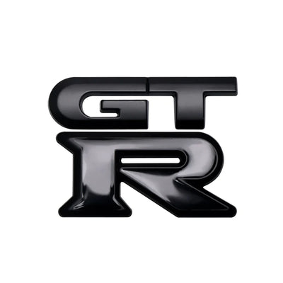 Logo Nissan GTR Arrière Noir Rouge Chrome - vue de profil - Becquet Voiture