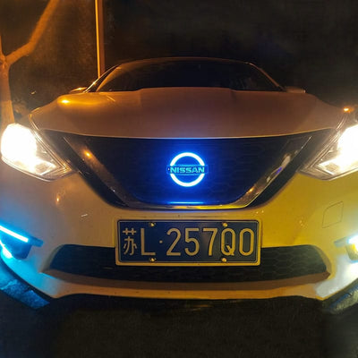 Logo Nissan Lumineux Calandre LED 130 150 176mm - vue rapprochée - Becquet Voiture