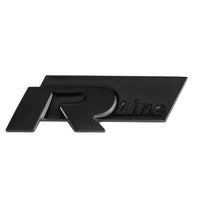 Logo R-Line Badge Coffre VW Noir Rouge Chrome - vue de dessus - Becquet Voiture