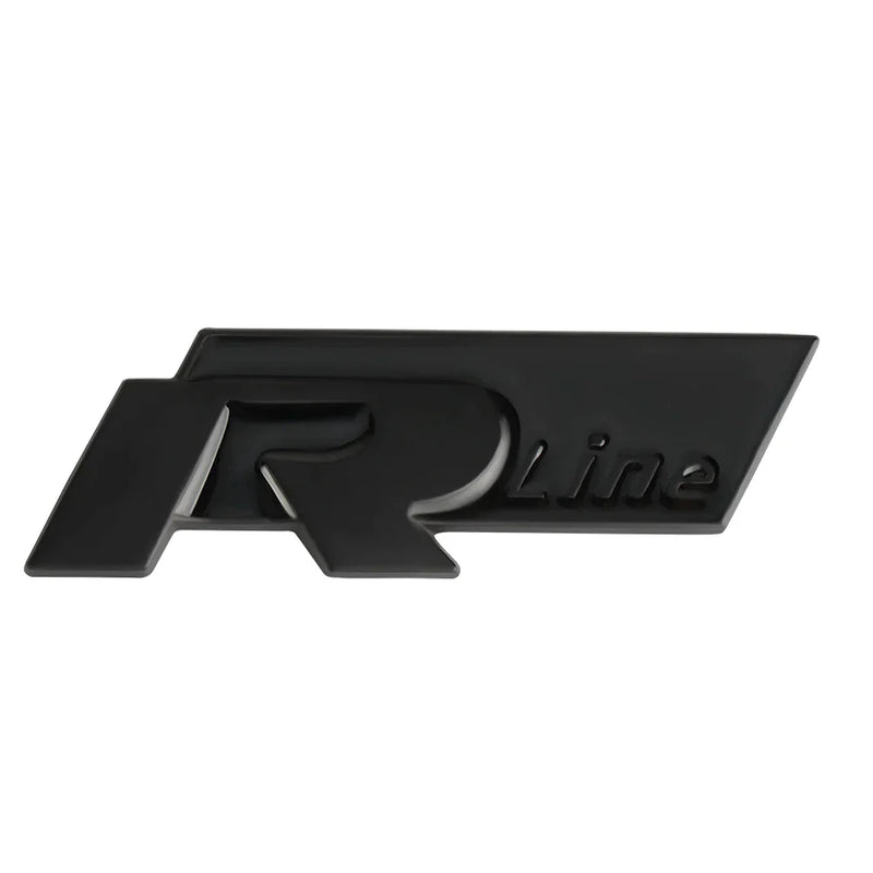 R-Line Logo Volkswagen Grille Black Chrome Red - studio packshot - Becquet Voiture