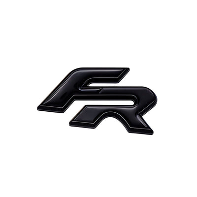Logo Seat FR 3D Noir Rouge Bleu Chrome - packshot studio - Becquet Voiture