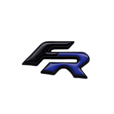 Logo Seat FR 3D Noir Rouge Bleu Chrome - vue arrière 2 - Becquet Voiture