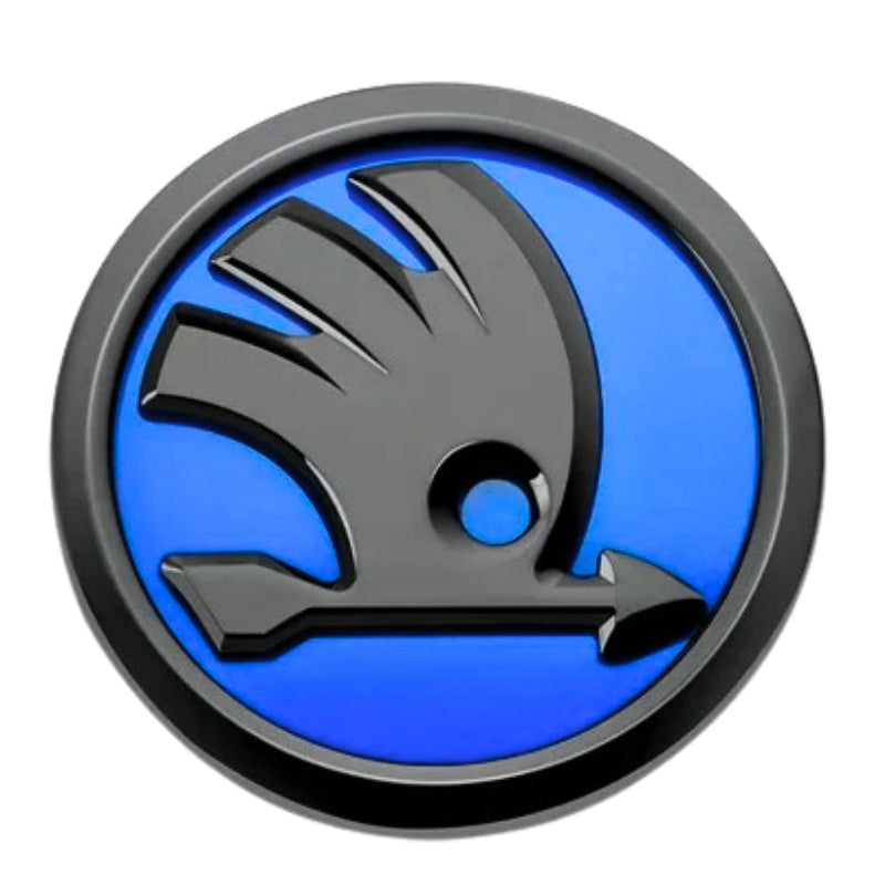 Logo Skoda Noir Emblème Calandre Volant - packshot studio - Becquet Voiture