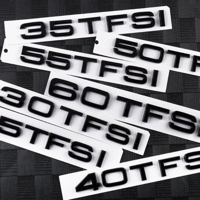 Logo TFSI TSI Audi VW Noir Chrome 20cm - en situation 2 - Becquet Voiture