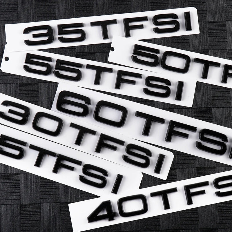 Logo TFSI TSI Audi VW Noir Chrome 20cm - en situation 2 - Becquet Voiture