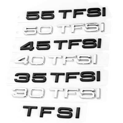 Logo TFSI TSI Audi VW Noir Chrome 20cm - vue de face - Becquet Voiture