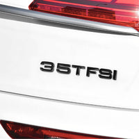 Logo TFSI TSI Audi VW Noir Chrome 20cm - vue de profil - Becquet Voiture