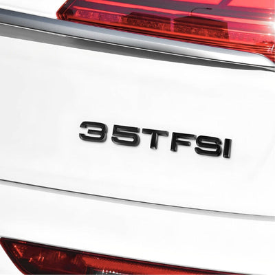 Logo TFSI TSI Audi VW Noir Chrome 20cm - vue de profil - Becquet Voiture