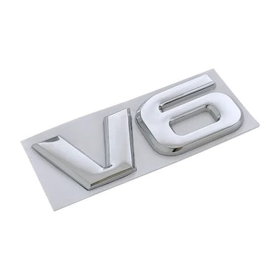 Logo V6 V8 Ford Mustang Noir Chrome - vue arrière - Becquet Voiture