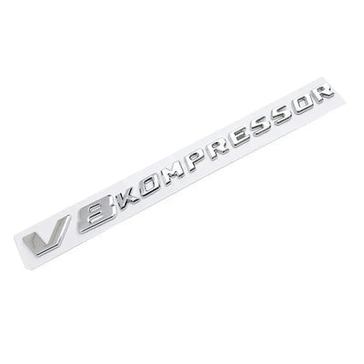 Logo V6 V8 Kompressor Mercedes Noir Chrome - packshot studio - Becquet Voiture